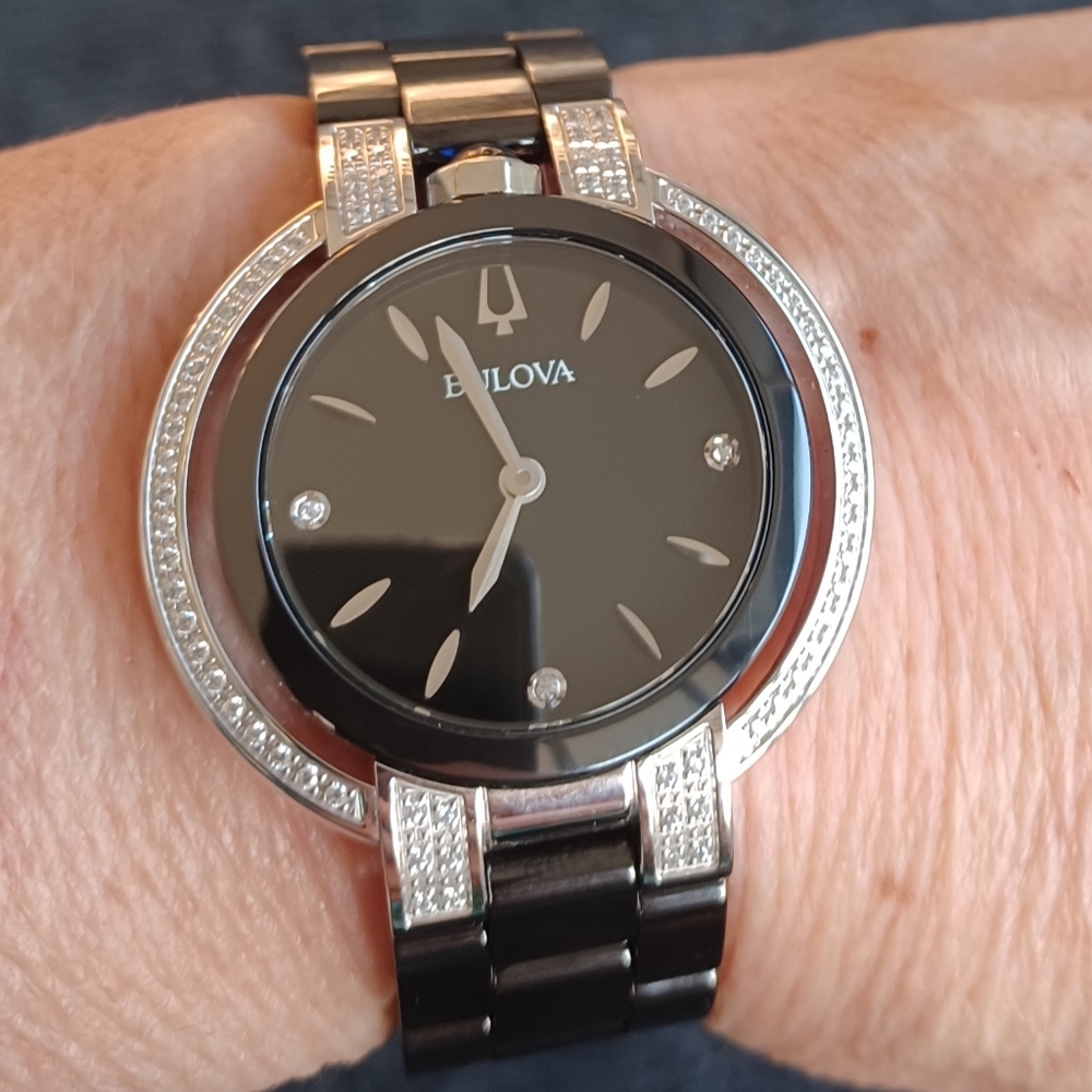 Bulova Womens Black Rubaiyat Diamond Ceramic Watch